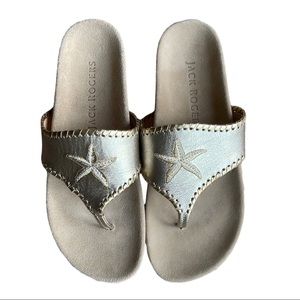Jack Rogers gold embroidered starfish comfort jacks